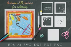 Autumn 3D picture for coloring. Paper cut SVG Product Image 1