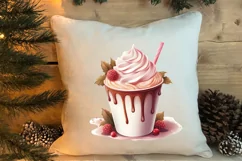 Pink Christmas Coffee Sublimation Clipart, Christmas PNG Product Image 4