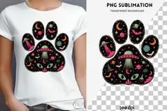 UFO black cat png design for T-shirt Product Image 4