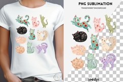 Cats with flowers png design for T-shirts Product Image 4