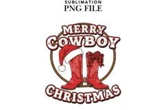 Cowboy Christmas png design for T-shirts Product Image 1