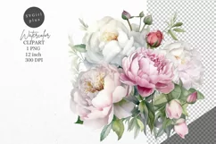 Peony bouquet clipart, Flowers clipart, Peony Product Image 1