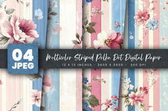 Multicolor Striped Polka Dot Digital Paper Product Image 1
