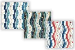 Seamless Coastal Nautical Pattern Bundle, Navy Blue Ocean Product Image 4