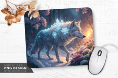 Frosted Wolf in an Enchanted Winter Garden Mouse Pad PNG Product Image 1