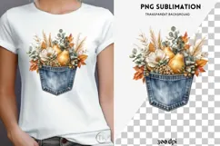 Autumn denim pocket png design for T-shirts Product Image 4