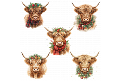 Highland Cow Christmas Clipart Bundle Product Image 4