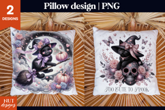 Witchy Black Cat Halloween pillow Kawaii Witch Cat Pillow Product Image 1