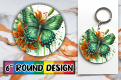 Bright Circle Sublimation Keychain PNG, Butterfly Product Image 1
