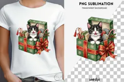 Christmas bookish cat png design for T-shirts Product Image 4
