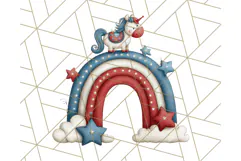 Patriotic Scandinavian Rainbow Clipart PNG, 4th Of July Png Product Image 4