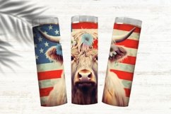 3D Highland Cow Flag Skinny Tumbler Wrap Sublimation PNG Product Image 4