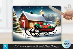 Vintage Sleigh with Christmas Gifts in Snowy Cutting Board Product Image 1