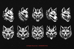 10 Bundle Dark Art Kitsune Mask Japanese Fox Geisha Tattoo Product Image 6