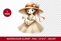 spring png watercolor clipart - girl Product Image 1