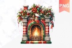 Christmas Fireplace- Clipart PNG Design Product Image 1