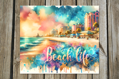 BeachLife | 4 summer Skinny Tumbler Sublimation designs Product Image 4