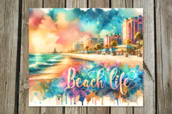 BeachLife | 4 summer Skinny Tumbler Sublimation designs Product Image 4