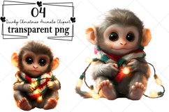 Quirky Christmas Animals Clipart Watercolor PNG Product Image 1