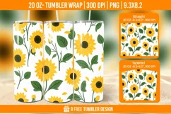 Sunflower Tumbler Wrap Designs, Sublimation Wrap Product Image 1