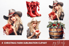 Watercolor Christmas Farm Sublimation Clipart Product Image 1