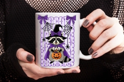 Preppy Halloween Coquette Raccoon Png, Spooky Season Png. Product Image 4