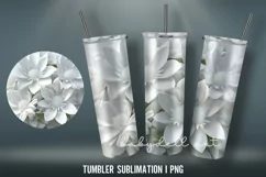3D White Flowers Tumbler Sublimation Designs PNG Product Image 4