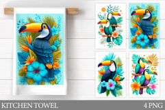 Toucan Kitchen Towel. Tropical Kitchen Towel Sublimation Product Image 1