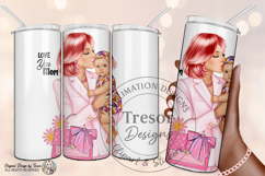 Love You Mom Red Hair Fashion Mother Baby Sublimation PNG Product Image 5