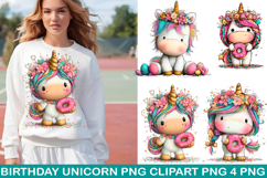 Whimsical Birthday Unicorn PNG Clipart Product Image 1