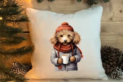 Christmas Dog And Coffee Clipart, Christmas Clipart Product Image 4