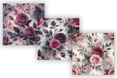 Green Toile Digital Paper Pack, Vintage Floral Toile Product Image 5