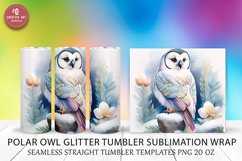 Polar Owl Glitter Tumbler Sublimation Wrap Watercolor Seamle Product Image 5
