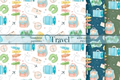 Watercolor Travel Seamless Pattern Product Image 1
