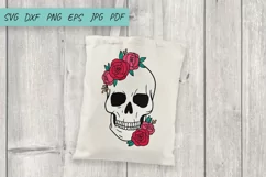 Floral Skull SVG, Skull flowers, Skull svg cut files Product Image 3