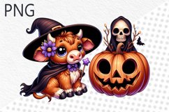 Halloween Cow Sublimation - Clipart PNG Design Product Image 1