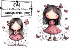 Whimsical Girl Butterfly Clipart Watercolor PNG Product Image 1