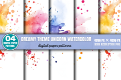 Dreamy theme Unicorn watercolor splashes Background Paper Product Image 5
