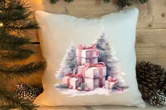 Pink Christmas gifts clipart sublimation, Christmas PNG Product Image 1