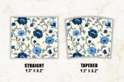 Vintage Blue Floral Tumbler Wrap | 20 oz tumbler wrap Product Image 2