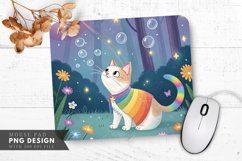 Whimsical Rainbow Cat Mouse Pad PNG Design Product Image 1