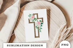 Watercolor Floral cross sublimation Png Product Image 4
