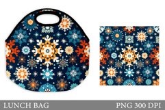 Snowflakes Lunch Bag Design. Colorful Snowflakes Lunch Bag Product Image 1