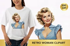 Retro woman clipart, Retro woman sublimation Product Image 1