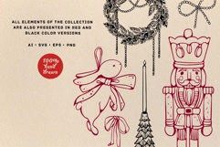 Vintage Christmas Vector Retro Set Product Image 5