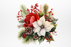 Christmas Flowers Watercolor Clipart PNG Product Image 4