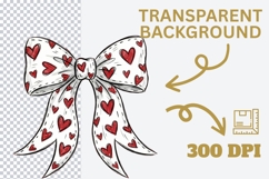 Valentine&#039;s Day Coquette Bow PNG, Red Heart Valentine&#039;s Product Image 4