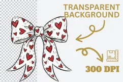 Valentine's Day Coquette Bow PNG, Red Heart Valentine's Product Image 4