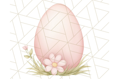 Pastel Pink Easter Bunny Egg and Flowers Clipart PNG Product Image 5