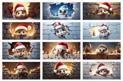 80 Christmas Mug Wrap Bundle, Cute Animals PNG, Hole In Wall Product Image 5